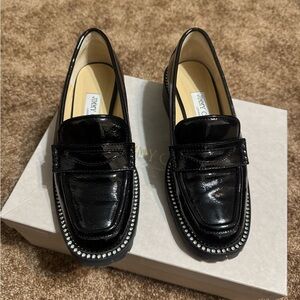 Jimmy Choo Black patent Crystal loafer
